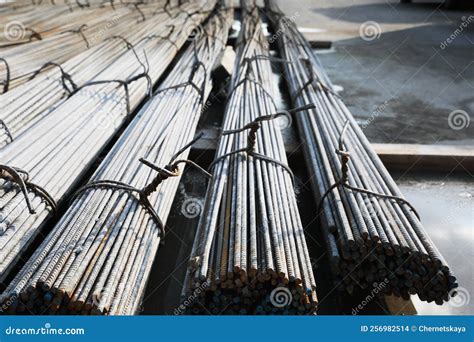 Many Steel Reinforcing Bars on Construction Site Stock Photo - Image of ...