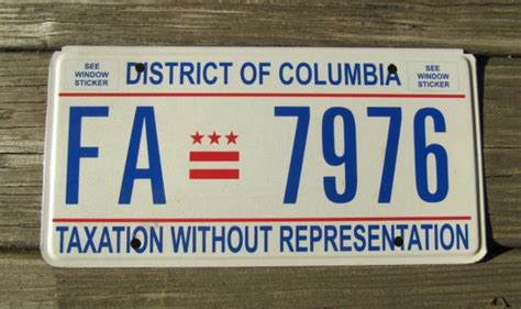 District of Columbia License Plate Washington DC Taxation Without ...