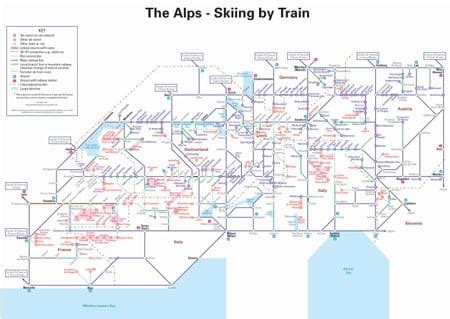 Train map to the ski resorts of the Alps | Mountain Heaven Blog