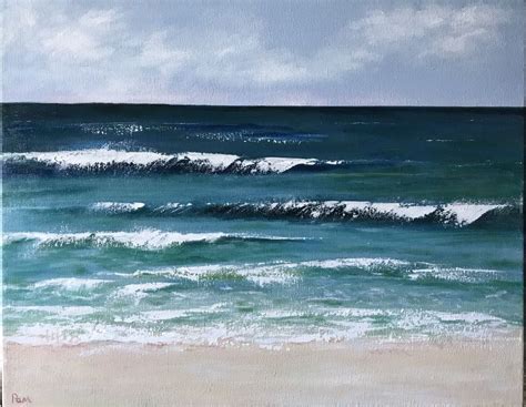 original Seascape painting ocean wave beach sand acrylic art | eBay | Seascape paintings ...