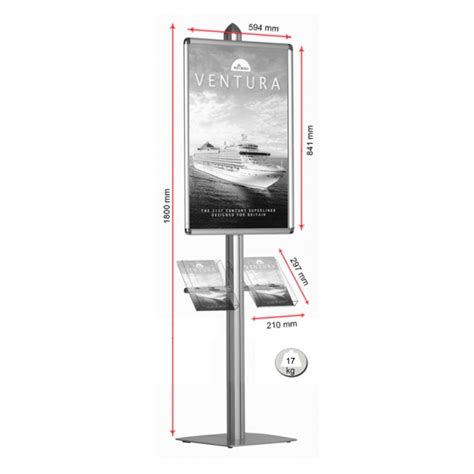 A1 Retail Poster Display Single Sided, complete with 2 A4 acrylic literature holders