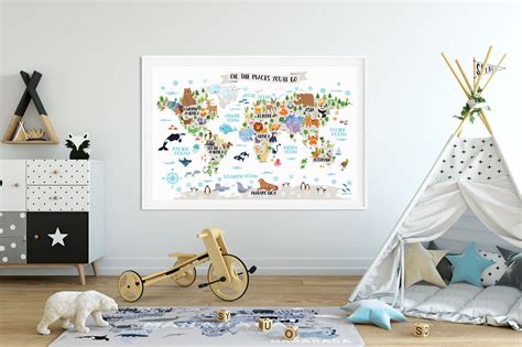 World Maps For Kids Room