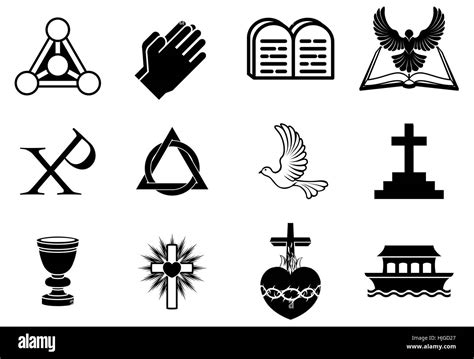 A set of Christianity icons and symbols, including dove, Chi Ro Stock ...