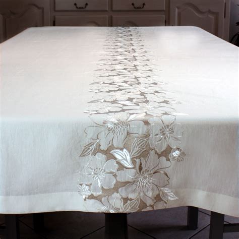 Pure linen embroidered tablecloth