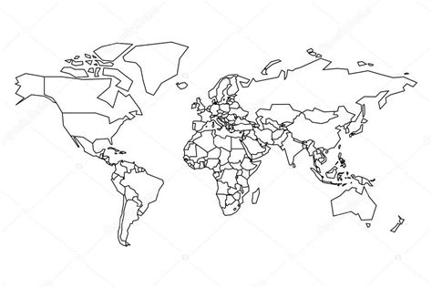 Mapa político del Mundo. Mapa en blanco para el examen escolar. Esquema ...