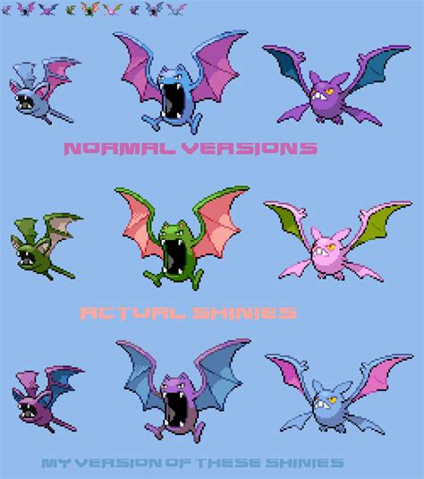 My version of Shiny Zubat, Golbat and Crobat by ericgl1996 on DeviantArt