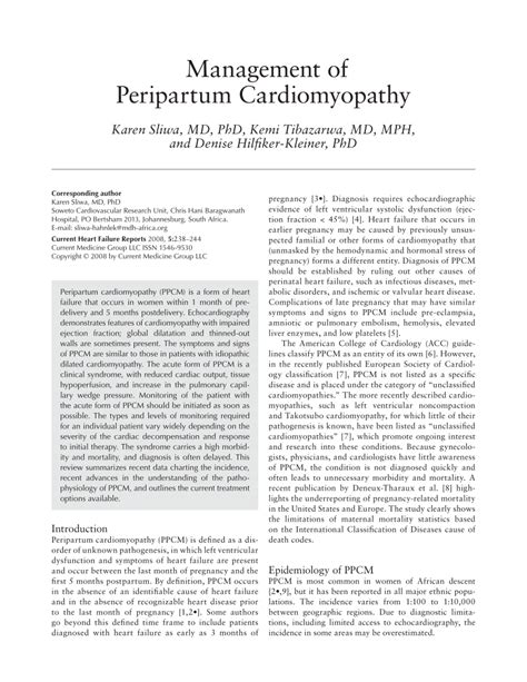 (PDF) Management of peripartum cardiomyopathy