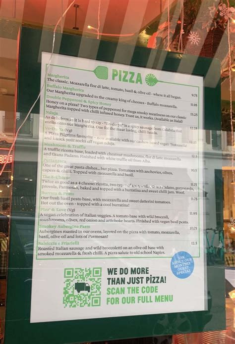 Pizza Pilgrims menu | Covent Garden London