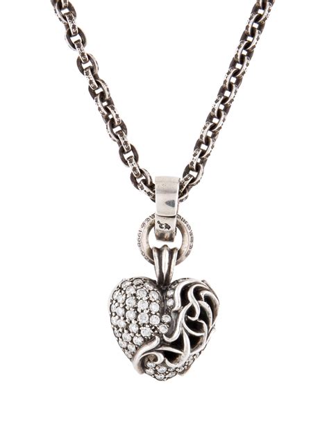 Chrome Hearts Diamond Heart Pendant Necklace - Sterling Silver Pendant ...