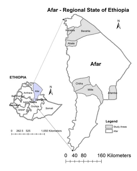 Afar Regional Map, the Selected Districts and village | Download ...