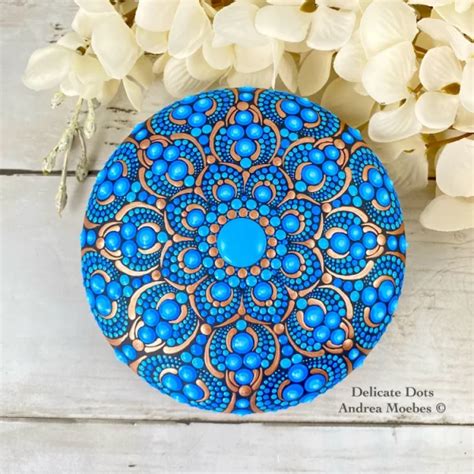 One XL Detailed Custom Mandala Stone Painting - Delicate Dots