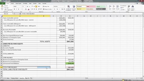 MS Excel: Accounting Basics - Debits/Credits, Equation, Example Files - YouTube