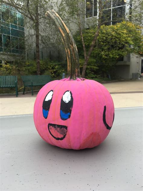 Kirby Pumpkin | Halloween pumpkin designs, Pumpkin halloween decorations, Creative pumpkin painting