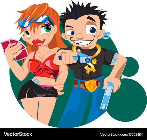 Gang lady and gangster cartoon characters Vector Image