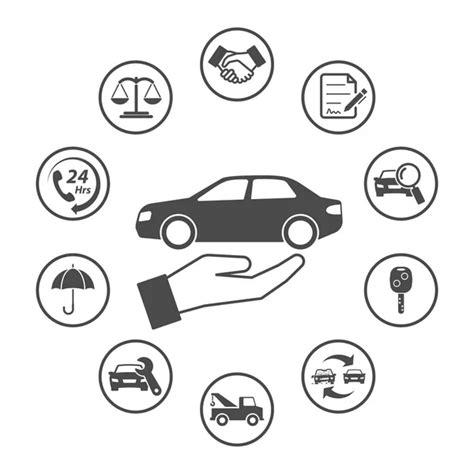 Car insurance, Simple rounded insurance icons set. Vector icon d Stock Vector Image by ...