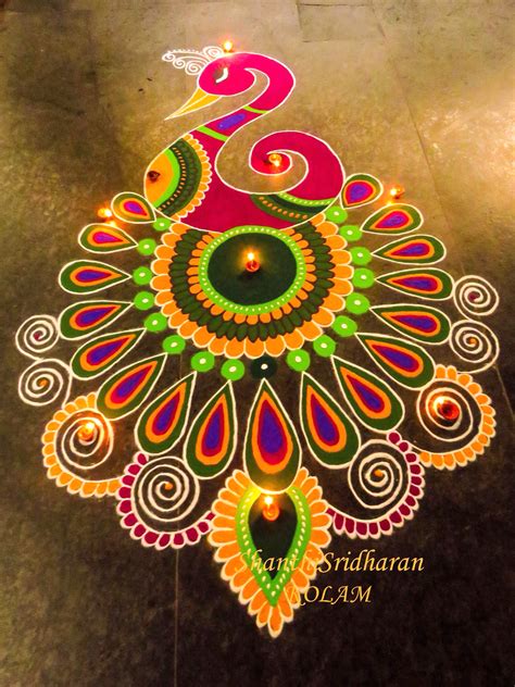 Beautiful & Simple Peacock Rangoli Designs Images