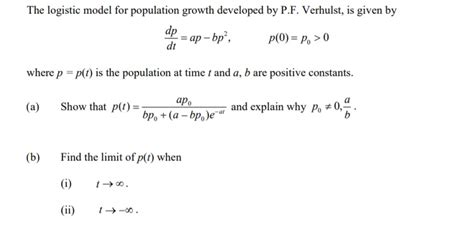 Answered: The logistic model for population… | bartleby