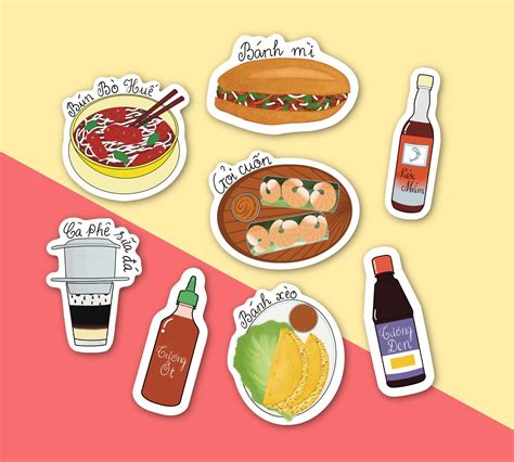 Vietnamese Foodies Sticker Sheet Asian Food Stickers Journal Stickers Scrapbook Stickers Vietnam ...