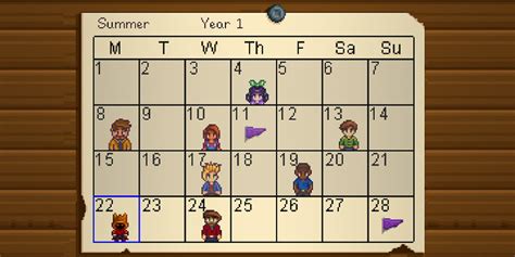 Stardew Valley Summer Calendar - Printable Calendar 2023