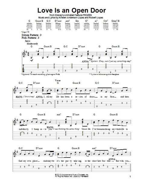 Love Is An Open Door by Robert Lopez - Easy Guitar Tab - Guitar Instructor