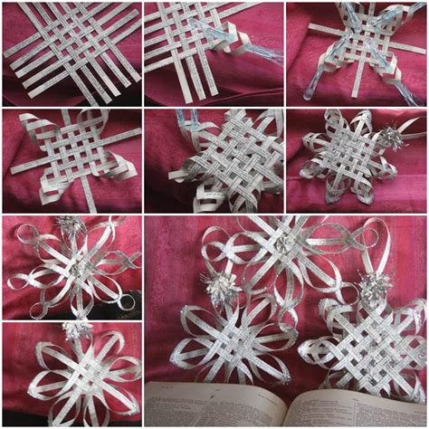 DIY Woven Paper Star Snowflake Ornaments