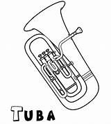 Tuba Coloring Musical Pages Instruments Printable Sheets Instrument  sketch template