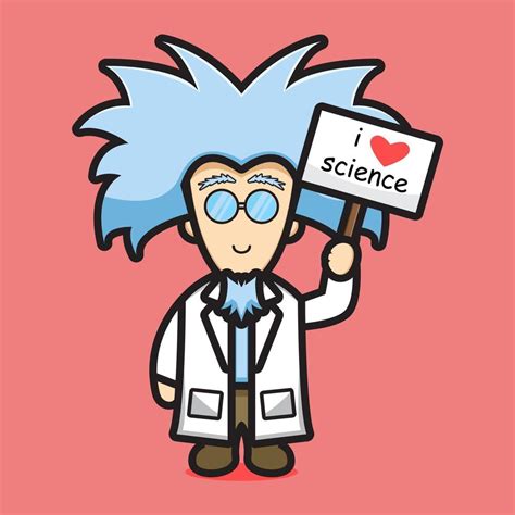 Cute scientist character love science cartoon vector icon illustration ...