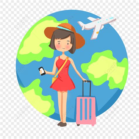 World Travel, Girl Travel, Cartoon World, Cartoon Travel PNG Hd Transparent Image And Clipart ...