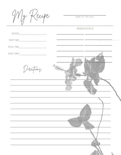 Floral Recipe Cards 10 Pack Recipe Card Digital Print Pkg6 - Etsy