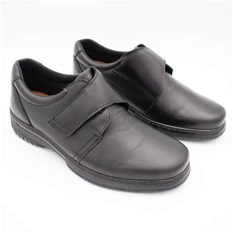 PINOSO MENS EE DIABETIC VELCRO SHOE - BLACK | Paul Byron Shoes | Ireland