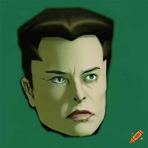 Digital artwork of elon musk as a green disembodied head on Craiyon