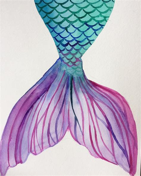 Watercolor Mermaid tail. Follow me on Instagram for more @katiyari | Watercolor mermaid, Mermaid ...