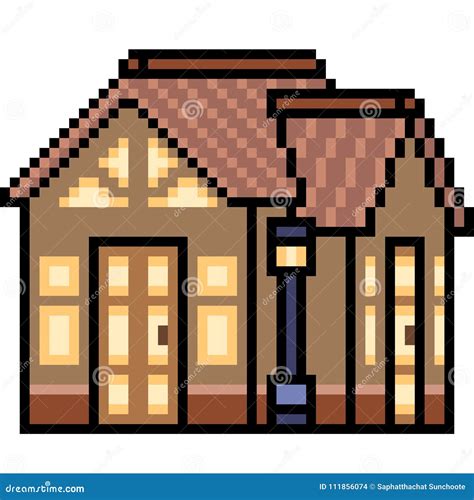 Vector pixel art house stock vector. Illustration of pixel - 111856074