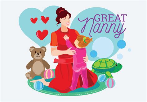 Nanny with Child Vector 163810 Vector Art at Vecteezy