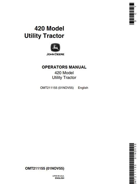 John Deere Tractors 420 Operators Manual PDF