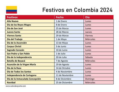 Calendario 2024 Colombia Con Festivos Marzo - Gigi Murial