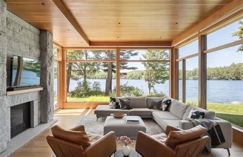 This extraordinary New Hampshire lake house is all about the serene views