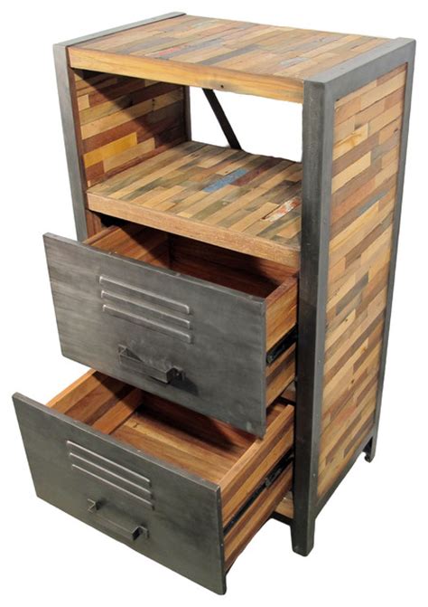 Tall Open Shelf and Drawer Dresser, Locker Style - Industrial - Dressers - by Impact Imports