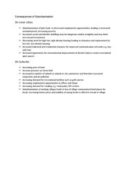 causes and consequences of suburbanisation - Document in A Level and IB Geography