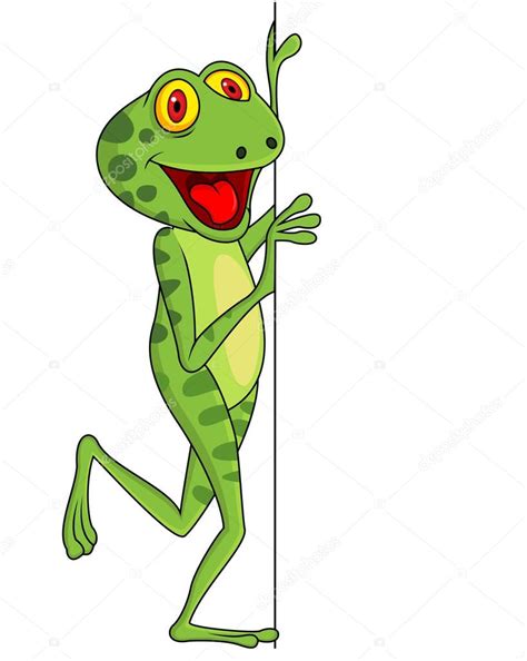 Funny frog cartoon with blank Stock Illustration by ©tigatelu #27367237