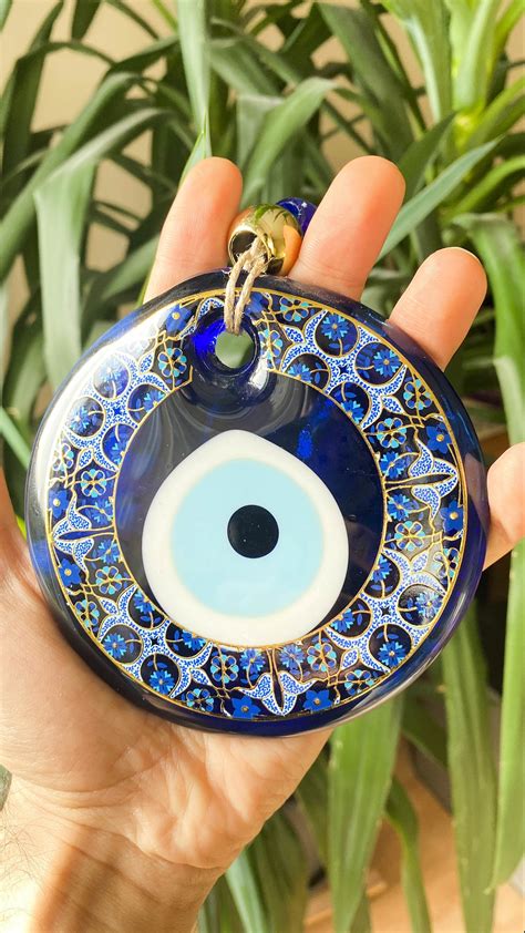 Large Round Blue Painted Nazar Amulet Evil Eye Stain Glass - Etsy