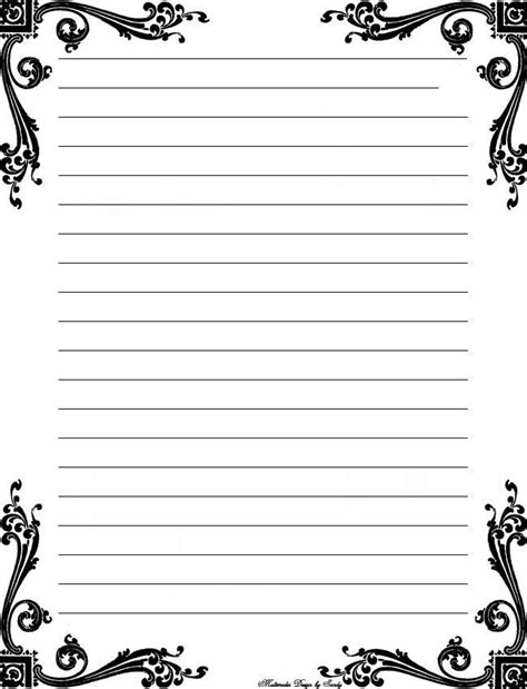 Free Printable Stationery Templates Deco Corner Lined Stationery w… | Free printable stationery ...