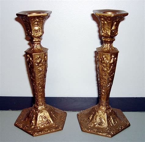 Vintage Fully Ornate Candle Holders By WB MFG Co. from ottosantiques on Ruby Lane