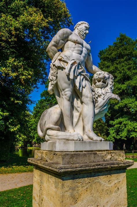 View of a Statue Situated Inside of the Nymphenburg Palace Gardens in Munich, Germany....IMAGE ...