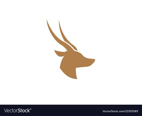 Deer and hind head with two horns logo Royalty Free Vector