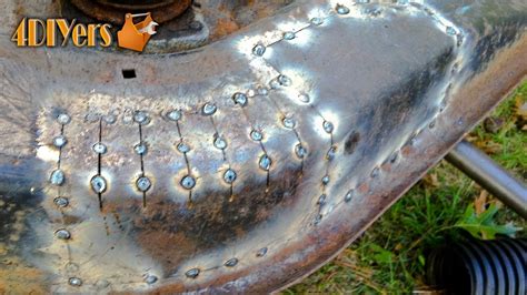 How to Fix Rust Holes on a Mower Deck by Welding in a Custom Patch - YouTube