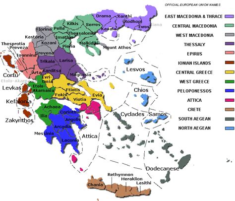 Regions Of Greece Map | Coastal Map World