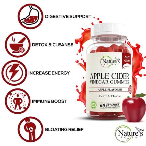 3 X Bottles of Apple Cider Vinegar Gummies (60 Gummies) – Nature's Potent