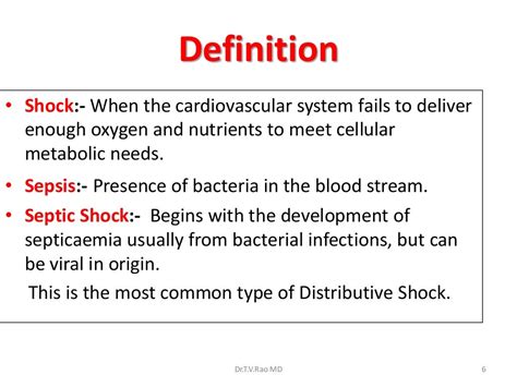 Septic shock Pathophysiology