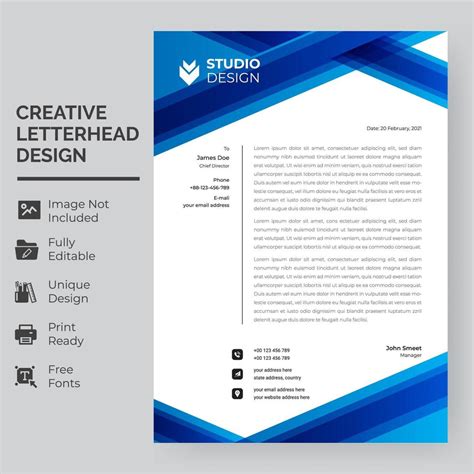 Blue Lines Letterhead Template 967285 Vector Art at Vecteezy